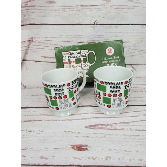 Vintage Never Used Open Box Holt Howard Merry Christmas Around The World Mugs - Picture 4 of 11